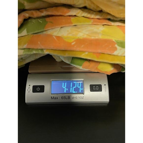 Vintage Floral Quilt Throw Blanket Orange Yellow Flowers Mod Cottagecore MCM 70s - Picture 9 of 9